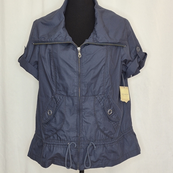Sonoma Life Style Womens Navy Blue Short Sleeve Full Zip Utility Jacket - Sz XL - Picture 1 of 13
